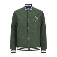 Kurtki i płaszcze dla chłopców - JACK&JONES JUNIOR Jjwarrior College Bomber Jnr kurtka chłopięca, Mountain View/Detail:white Logo + Stripe Ribbing, 176 - miniaturka - grafika 1