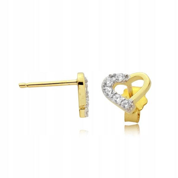 Serce kolczyki pozłacane AG 925