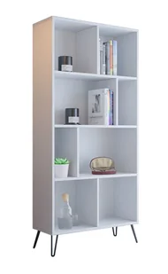 Biały wysoki regał z półkami w stylu loft S9-R36 - Półki do salonu Biały wysoki regał z półkami w stylu loft S9-R36 - Półki do salonu - miniaturka - grafika 1