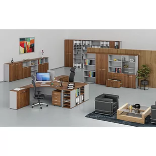 Regał biurowy PRIMO GRAY, 1087 x 800 x 420 mm, szary/orzech - Regały biurowe - miniaturka - grafika 3