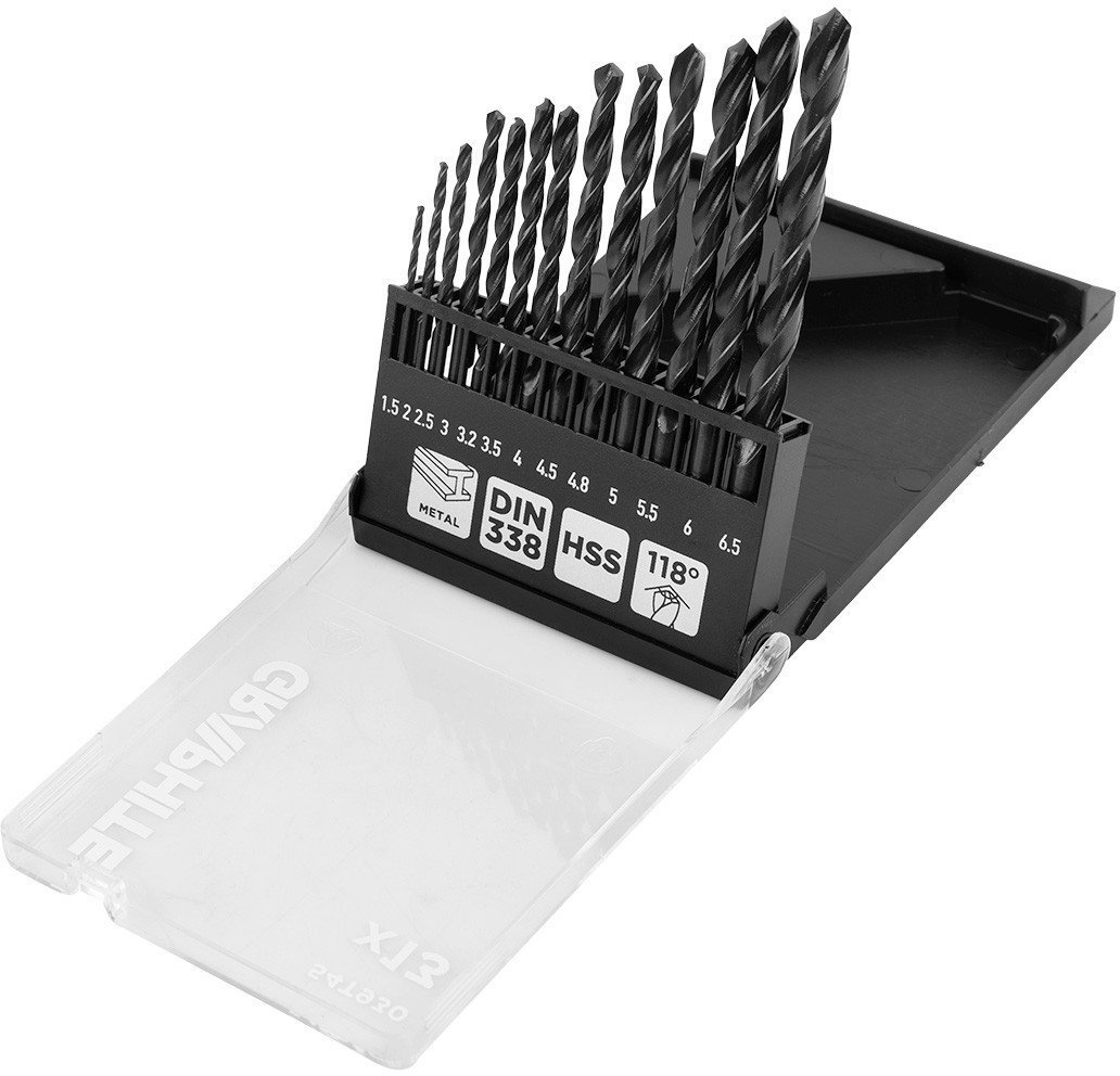 Graphite Wiertła do metalu HSS, 1,5 - 6,5mm, Graphite Zestaw  13 szt.