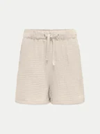 Spodenki damskie - Kids ONLY Szorty materiałowe Thyra 15293680 Beżowy Regular Fit - miniaturka - grafika 1