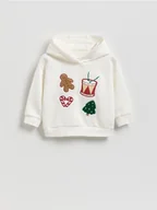 Bluzy dla dziewczynek - Reserved - Bluza z grającą aplikacją - złamana biel - miniaturka - grafika 1