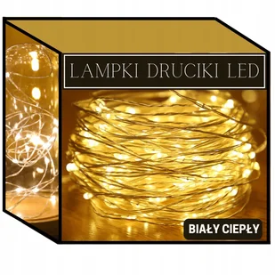 GIRLANDA OGRODOWA DRUCIKI 100 LED NA BATERIE BIAŁE CIEPŁE 10M LAMPKI - Lampy ogrodowe - miniaturka - grafika 1