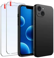 Etui i futerały do telefonów - ZESTAW Etui do iPhone 13 Mini Matowe Czarne Silikon Slim + 2 SZTUKI SZKŁO - miniaturka - grafika 1