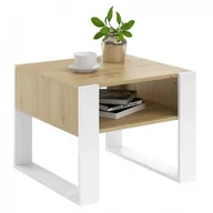 Ławy i stoliki kawowe - Skandynawski stolik kawowy z półką Neros - dąb artisan+biały - miniaturka - grafika 1