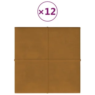 Panele ścienne, 12 szt., brązowe, 30x30 cm, aksamit, 1,08 m² - Panele ścienne i boazeria - miniaturka - grafika 3