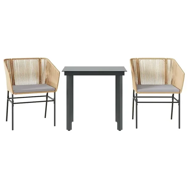 Zestaw Mebli Ogrodowych Rattan PE i Stal, Stół 80x80x74 cm, Krzesła 63x6