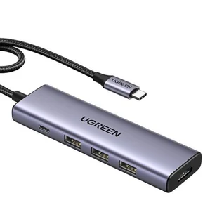 Hub USB-C Ugreen CM511, HDMI 4K 60Hz, 3x USB 3.0 5Gbps, PD 100W (srebrny) - Huby USB - miniaturka - grafika 1