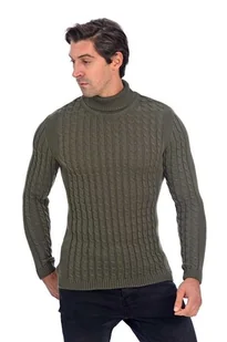Golf z drobnym warkoczowym splotem - khaki XXL - Swetry męskie - miniaturka - grafika 1