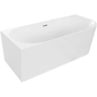 Wanny - Mexen Mia wanna wolnostojąca narożna lewa 160 x 80 cm, biała, przelew nikiel szczotkowany - 52691608000L-97 - miniaturka - grafika 1