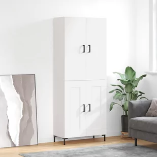 vidaXL Witrynka biała połysk 69,5x34x180 cm materiał drewnopochodny - Witryny - miniaturka - grafika 1