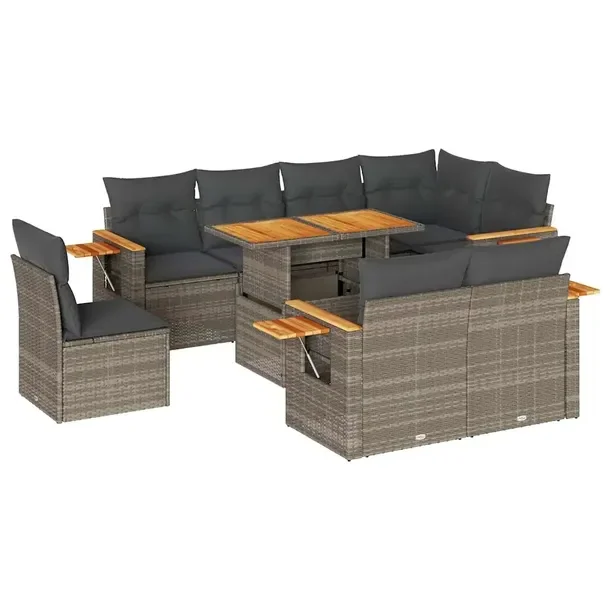 Zestaw mebli ogrodowych modułowych szary rattan PE z poduszkami 62x62x69 c