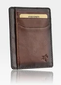Etui na dokumenty i karty - Etui Cardholder Męskie Skórzane Visconti Na Karty Slim Ciemny Brąz - miniaturka - grafika 1