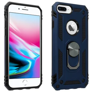 iPhone 6 Plus Etui Bi Material Sztywny Miękki Magnetyczny Stojak na Pierścień Ciemnoniebieski - Etui i futerały do telefonów - miniaturka - grafika 1