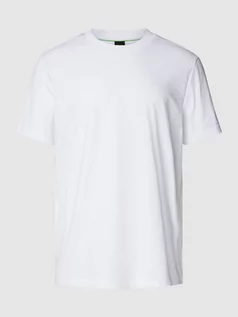 Koszulki męskie - T-shirt z prążkowanym okrągłym dekoltem - grafika 1