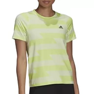 Koszulki sportowe damskie - Koszulka adidas Fast Allover Print HD7029 - zielona - miniaturka - grafika 1
