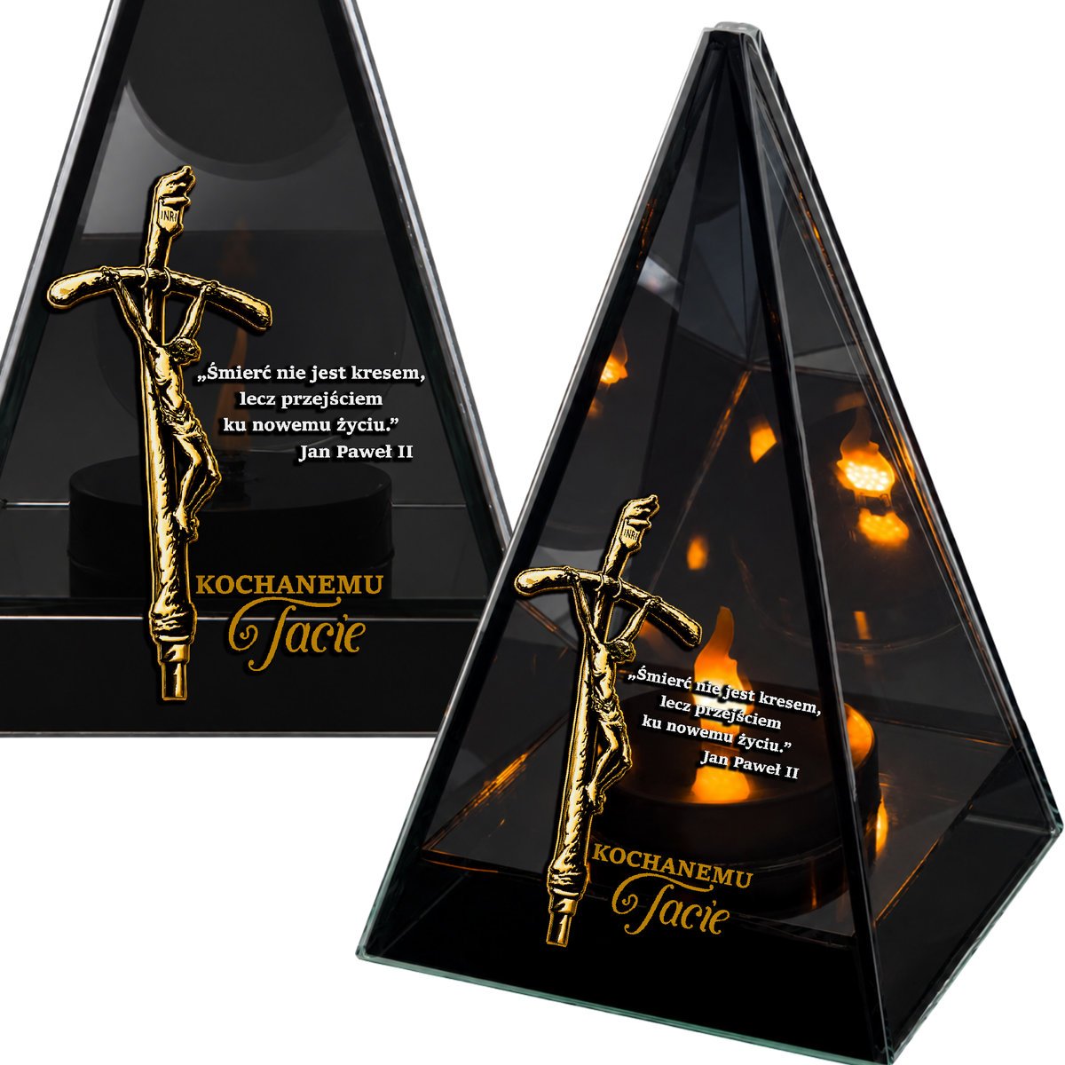 Znicz na Dzień TATY OJCA Lustrzany Lampion Solarny 3D Nadruk UV Elegancki