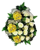 Sztuczne kwiaty - DUŻY WIENIEC NA POGRZEB KWIATY HORTENSJE RÓŻE + WŁASNY NAPIS NA SZARFIE - miniaturka - grafika 1