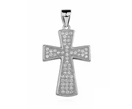 Biżuteria religijna - Valerio.pl Rodowany srebrny krzyżyk krzyż cyrkonia cyrkonie srebro 925 Z0803 Z0803 - miniaturka - grafika 1