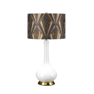 Lampa stołowa ceramiczna z ciemnym kolorowym abażurem 69 cm Milo E27 60W Elstead - Lampy stojące - miniaturka - grafika 1