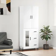 Witryny - vidaXL Witrynka biała połysk 69,5x34x180 cm materiał drewnopochodny - miniaturka - grafika 1
