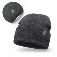 Czapki męskie - Czapka Zimowa Męskie Ciemnoszara Mulina z Wywinięciem PaMaMi Uniwersalna - miniaturka - grafika 1