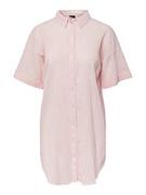 Koszule damskie - PIECES Damska koszula z krótkim rękawem Longline, Begonia Pink/Stripes:Cloud Dancer, S - miniaturka - grafika 1