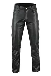 Bikers Gear Australia Nowe męskie miękkie skórzane spodnie motocyklowe Rock and Roll Comfort Leather Jeans ze skóry premium dla wygodnego dopasowania, czarne, rozmiar 3XL - Odzież motocyklowa - miniaturka - grafika 1