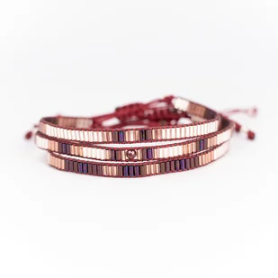 Bordowy, różowy, brązowy- bransoletka z koralików - zestaw - Bransoletki Bordowy, różowy, brązowy- bransoletka z koralików - zestaw - Bransoletki - miniaturka - grafika 1