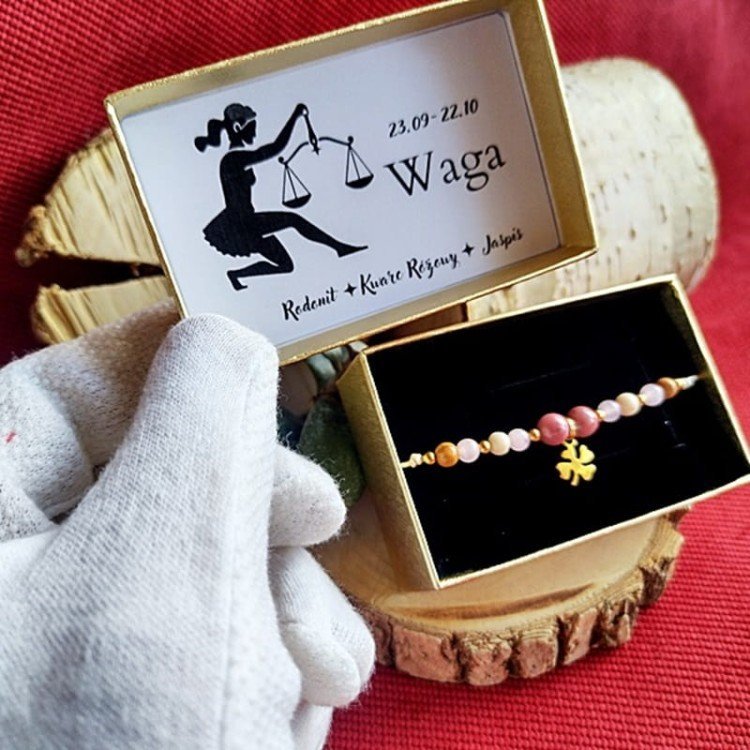 WAGA Bransoletka Znak Zodiaku Koniczynka Kamienie Naturalne/GiovanniDivine