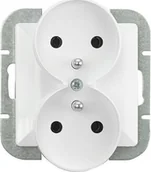Gniazdka elektryczne - Abex PERŁA GNIAZDO PODWÓJNE P/T Z/U BIAŁE - miniaturka - grafika 1