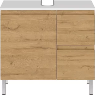 Biała szafka pod umywalkę w dekorze dębu 60x56 cm Torrance – Germania - Szafki łazienkowe - miniaturka - grafika 1