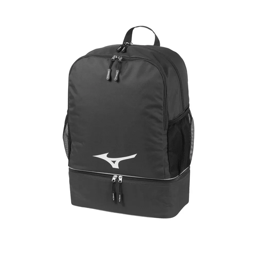 Plecak Mizuno Team RB czarny z regulowanymi paskami i oddychającym panelem tylnym