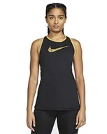 Koszulki i topy damskie - Nike damski tanktop Dry Dfc Glam czarny czarny/złoty (black/metallic gold) S - miniaturka - grafika 1