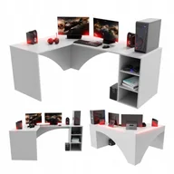 Biurka gamingowe - Biurko Gamingowe Komputerowe Gracza Narożne Białe - miniaturka - grafika 1