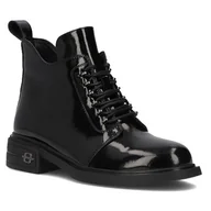 Botki damskie - Filippo Botki Damskie Skórzane Lakierowane Ocieplane Czarne-36 - miniaturka - grafika 1