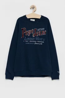 Bluzy damskie - Pepe Jeans Bluza bawełniana dziecięca kolor granatowy z nadrukiem - grafika 1