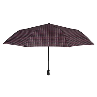 Parasol męski Perletti Time półautomatyczny składany czerwony wzór krata - Parasole - miniaturka - grafika 1