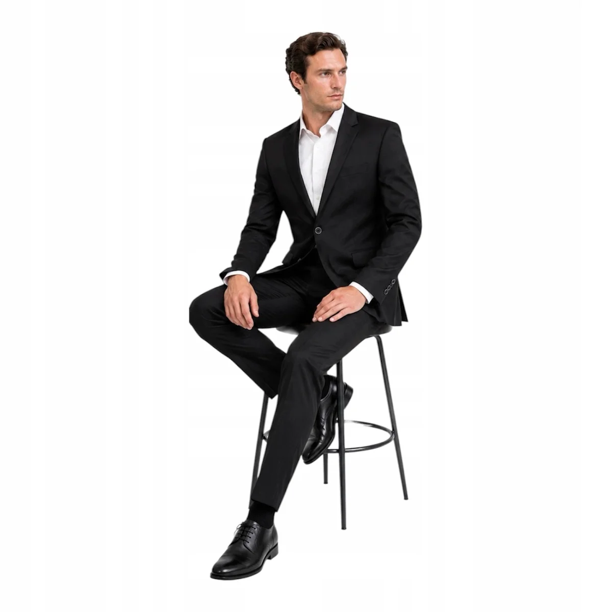 GARNITUR MĘSKI ELEGANCKI CZARNY SLIM FIT 44/176