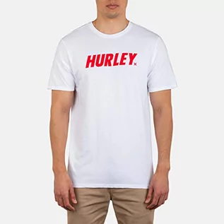 Koszulki męskie - Hurley Męski T-shirt M Fastlane S/S biały biały S CU8290 - grafika 1