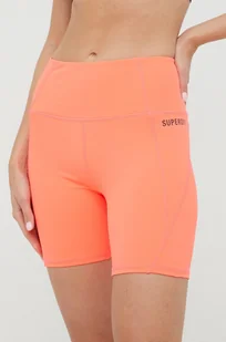 Superdry szorty damskie kolor różowy gładkie high waist - Spodenki damskie - miniaturka - grafika 1