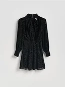 Sukienki - Reserved - Sukienka z ozdobną szarfą - czarny - miniaturka - grafika 1