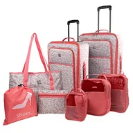 Walizki - ITACA - Zestaw Walizki Podróży - Zestaw 8 sztuk Podróży (Duża walizka i walizka kabina, torba podróżna, pantofel, Neceser i torby dojara). Zestaw walizek podróżnych 77180, Beżowo-koralowy, basicp - miniaturka - grafika 1
