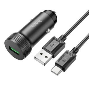 Ładowarka Samochodowa 18W 1x USB QC3.0 + Kabel USB-C Hoco Z49A czarna - Ładowarki samochodowe - miniaturka - grafika 1