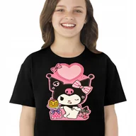 Moda i Uroda OUTLET - P154 KOSZULKA DLA DZIEWCZYNKI KUROMI ANIME KRÓLICZEK PREZENT CZARNA 152 - miniaturka - grafika 1