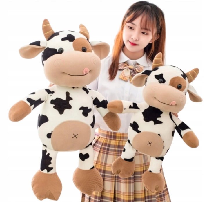 Duża Maskotka Krówka Pluszowa 45 cm - Miękka, Łaciata, Świetna na Upominek