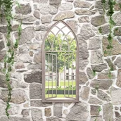 Pozostałe ozdoby ogrodowe - vidaXL Lustro ogrodowe, piaskowe, 100x45 cm, żelazne - miniaturka - grafika 1