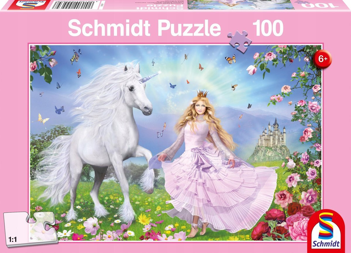 SCHMIDT SPIELE Puzzle Księżniczka Jednorożców 100 Elementów Różowe