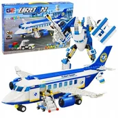 Roboty dla dzieci - Klocki Konstrukcyjne Samolot Pasażerski Robot 2w1 Światła 417 el. - miniaturka - grafika 1